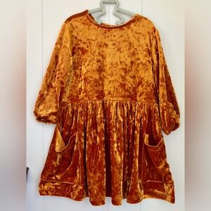 Mango Mini Velvet Dress in Burnt Orange